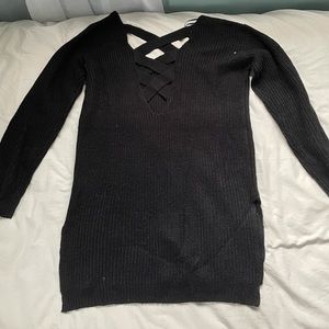 long black criss cross back sweater